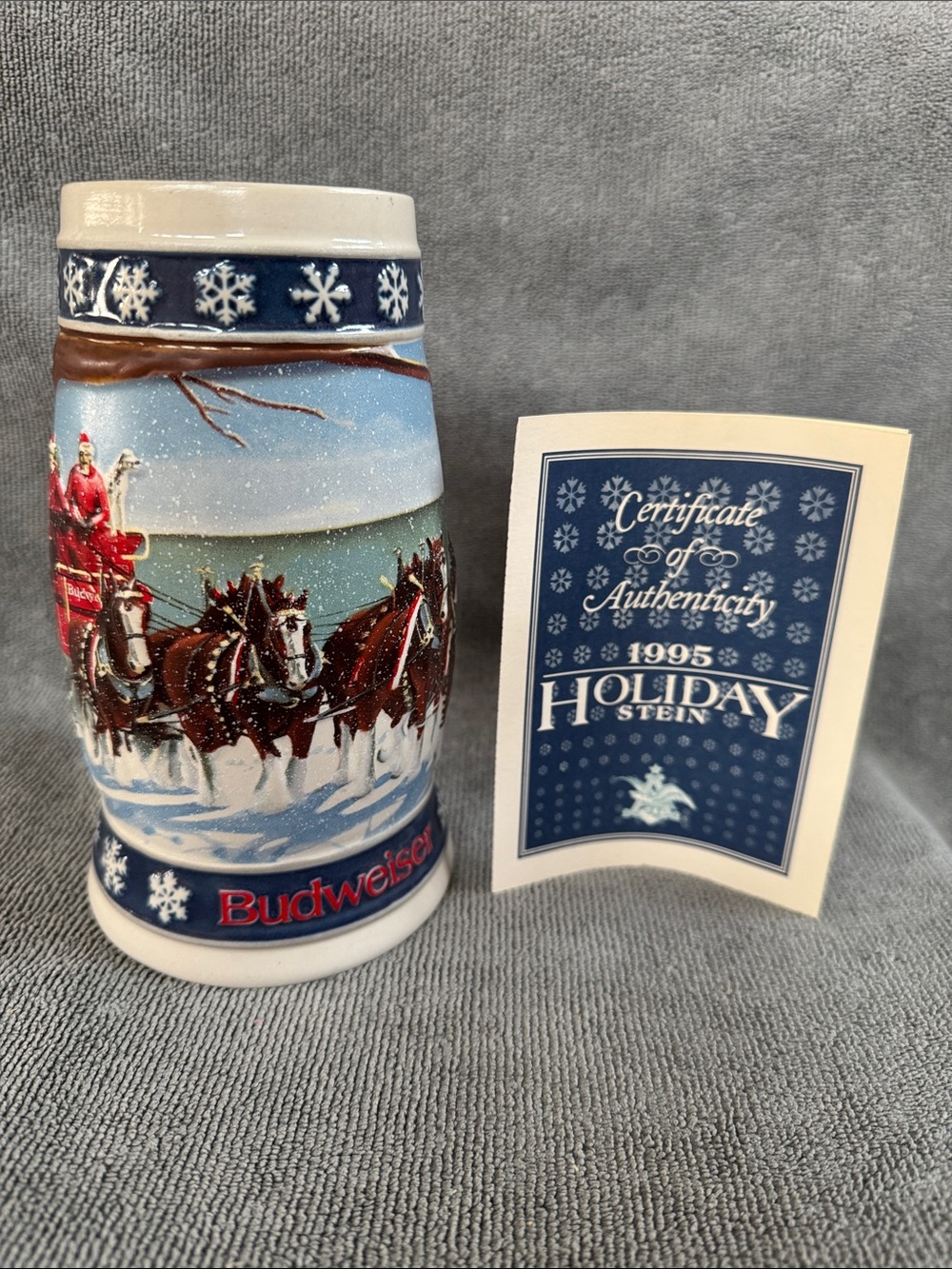 Budweiser 1995 Holiday Stein ‘Lightening The Way Home’ with COA paperwork